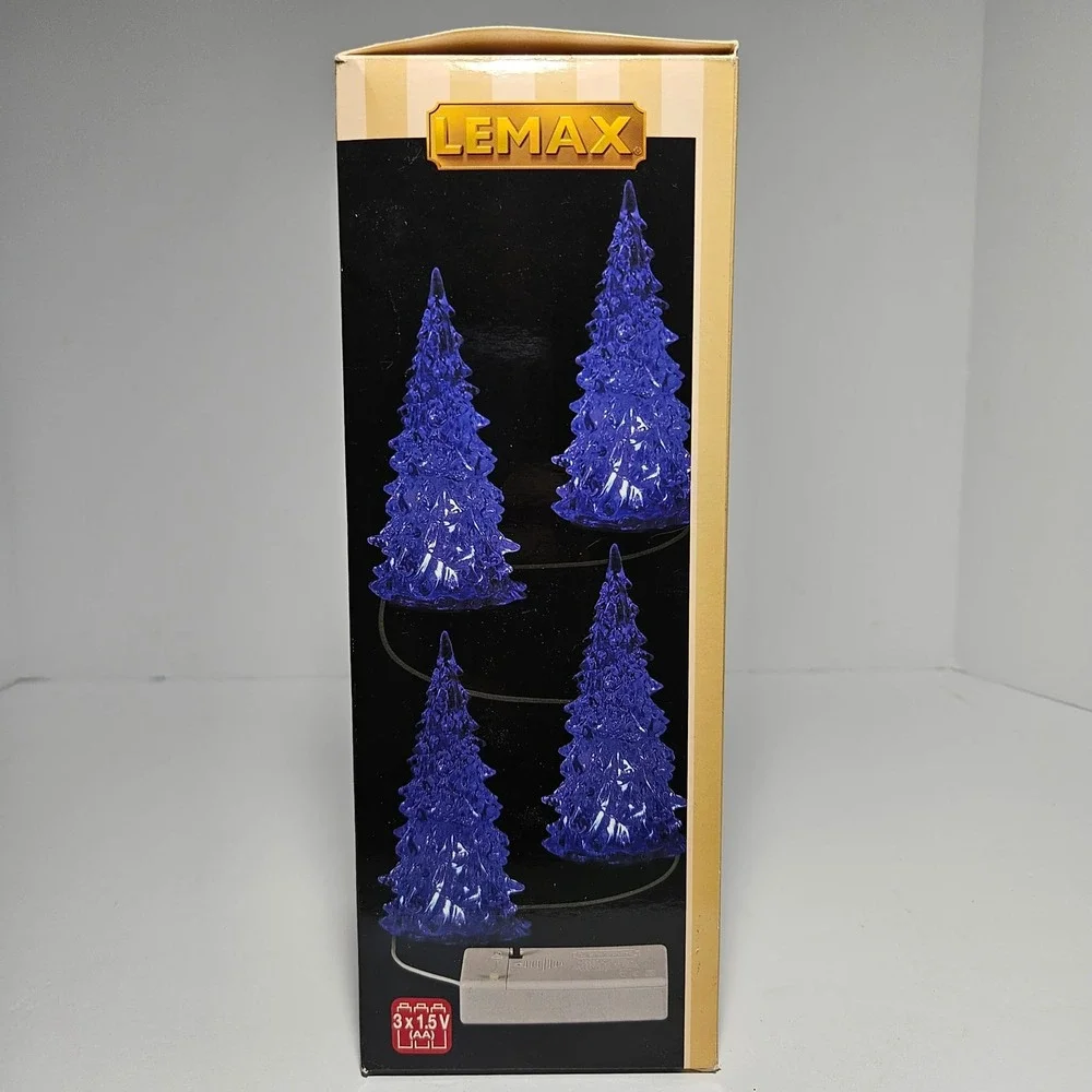 Lemax Crystal Lighted Tree Set of 4 Color Changing Small Christmas Village 14880